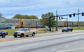 Stalled train at Lake Avenue in Forest Park