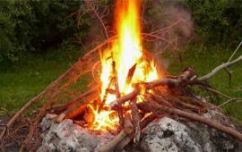 Outside fire burning