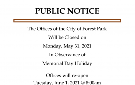 Closing for Memorial Day
