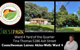 Councilwoman Latresa Akins-Wells has Tina Thomas of 526 Ash Street as the Yard of the Quarter for Ward 4.