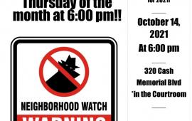 NEIGHBORHOOD WATCH OCTOBER 14, 2021 6:00PM