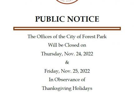 Thanksgiving Holiday Public Notice
