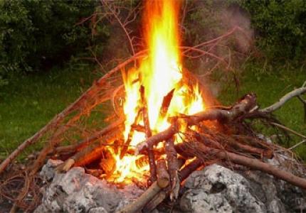 Outside fire burning