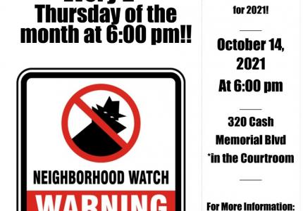 NEIGHBORHOOD WATCH OCTOBER 14, 2021 6:00PM