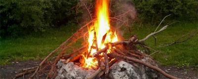 Outside fire burning