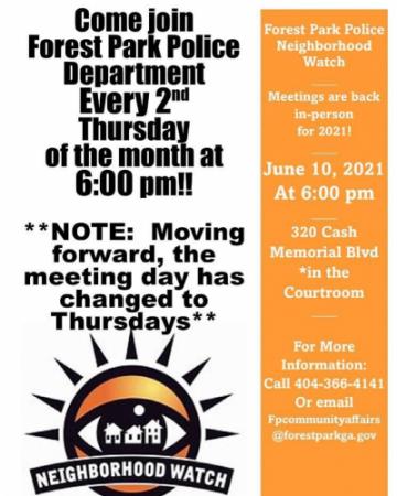 June Forest Park Neighborhood Meeting 