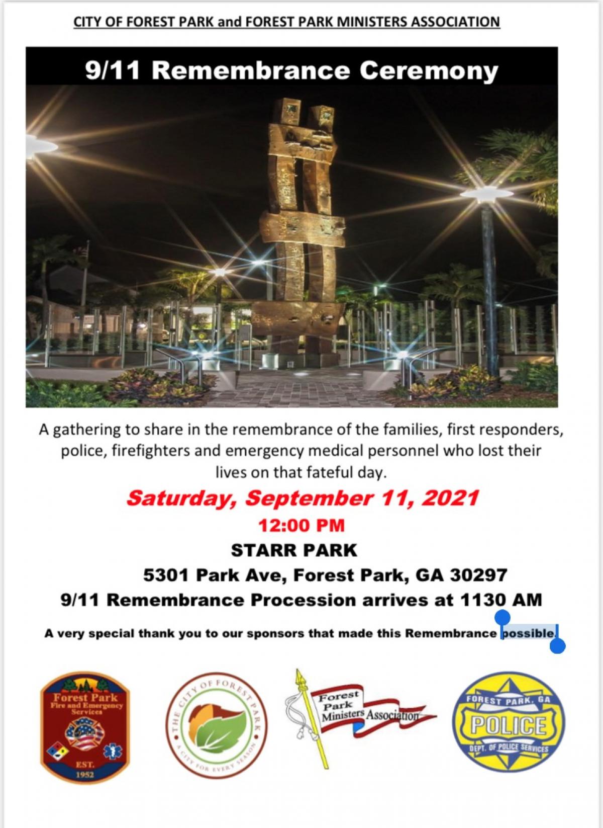 City of Forest Park and Forest Park Ministers Association 9/11 Remembrance Ceremony