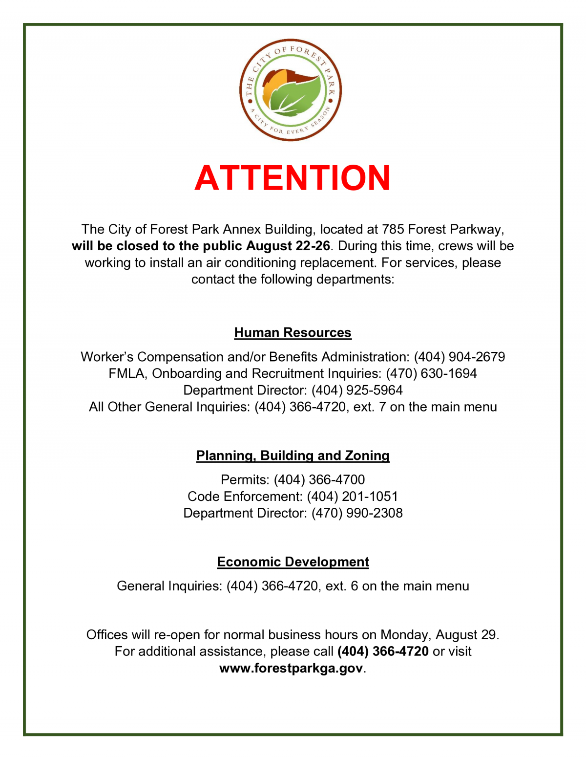 City Annex Building Closure Sign