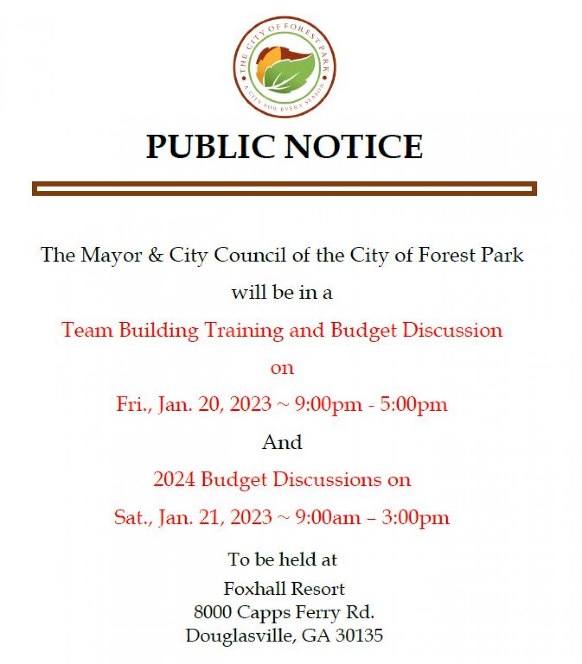 Budget Retreat Notice