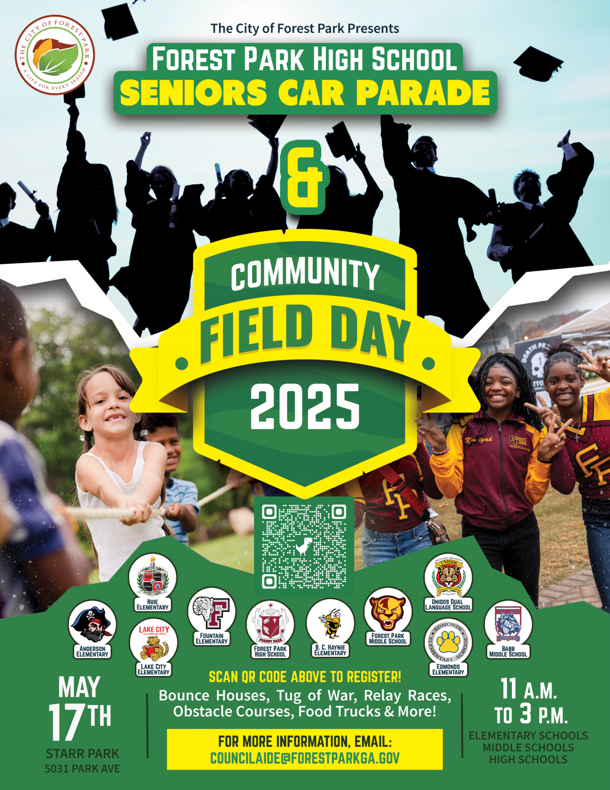CW James with Forest Park High School Senior Car Parade and Community Field Day 