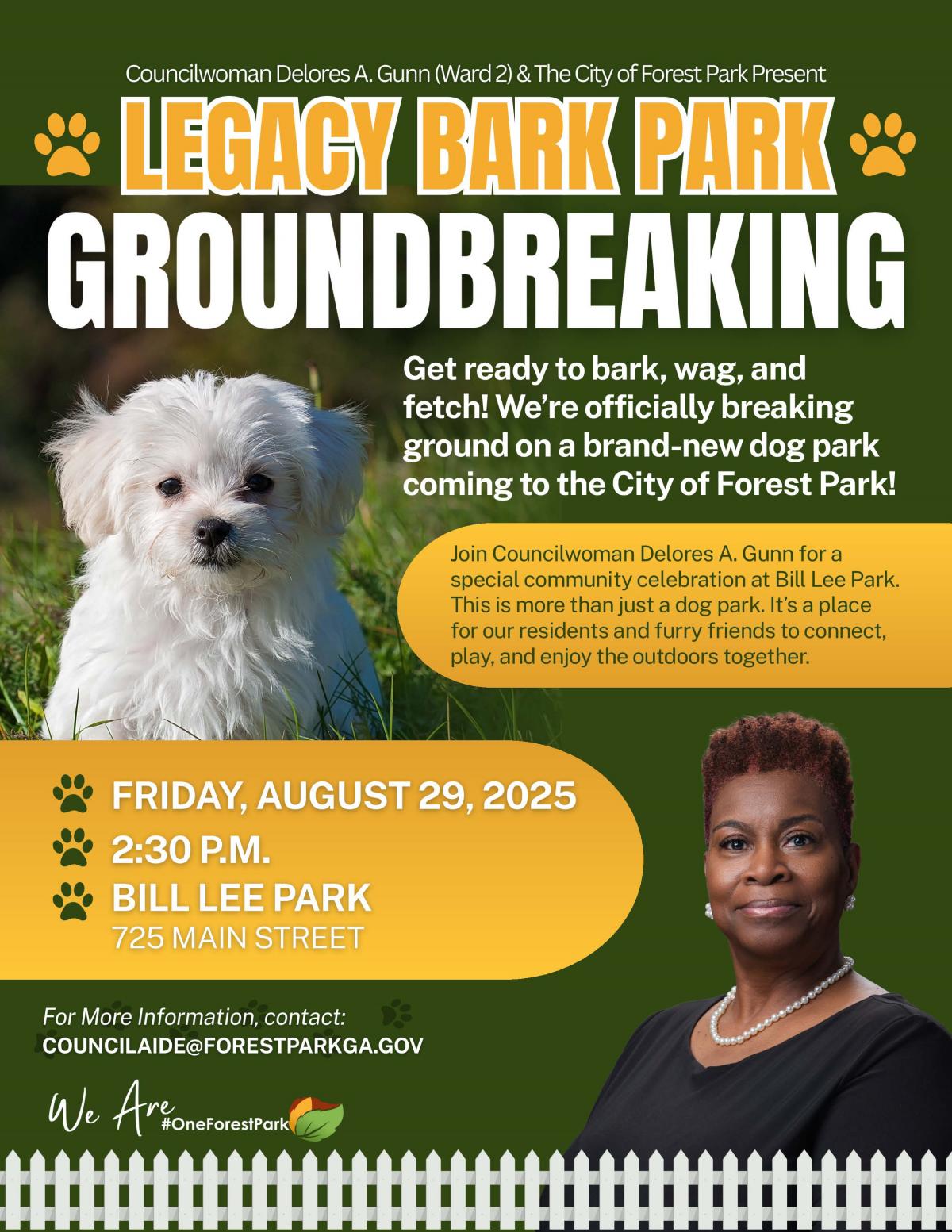 Legacy Bark Park Groundbreaking Flyer